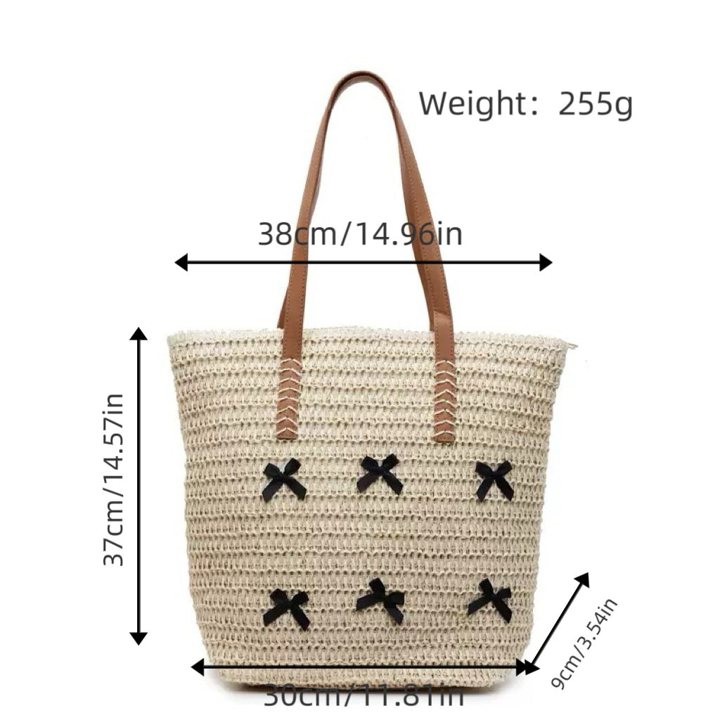 Siopsrl | Trendy large beach bag with original bow appliqués Siopsrl