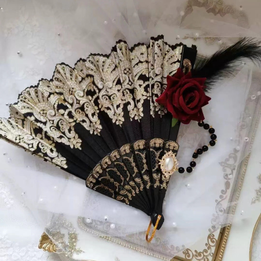 Siopsrl | Ladies' elegant hand fan with intricate decorations Siopsrl