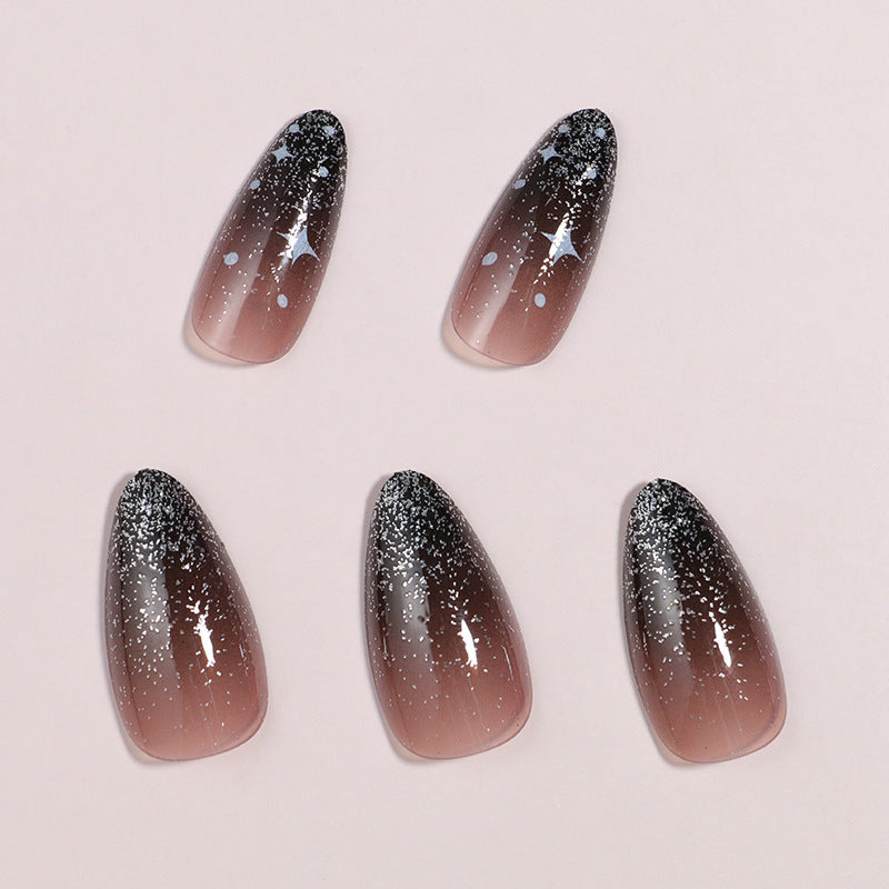 Siopsrl | Artistic Ombre Press-On Nail Set with Celestial Design Siopsrl