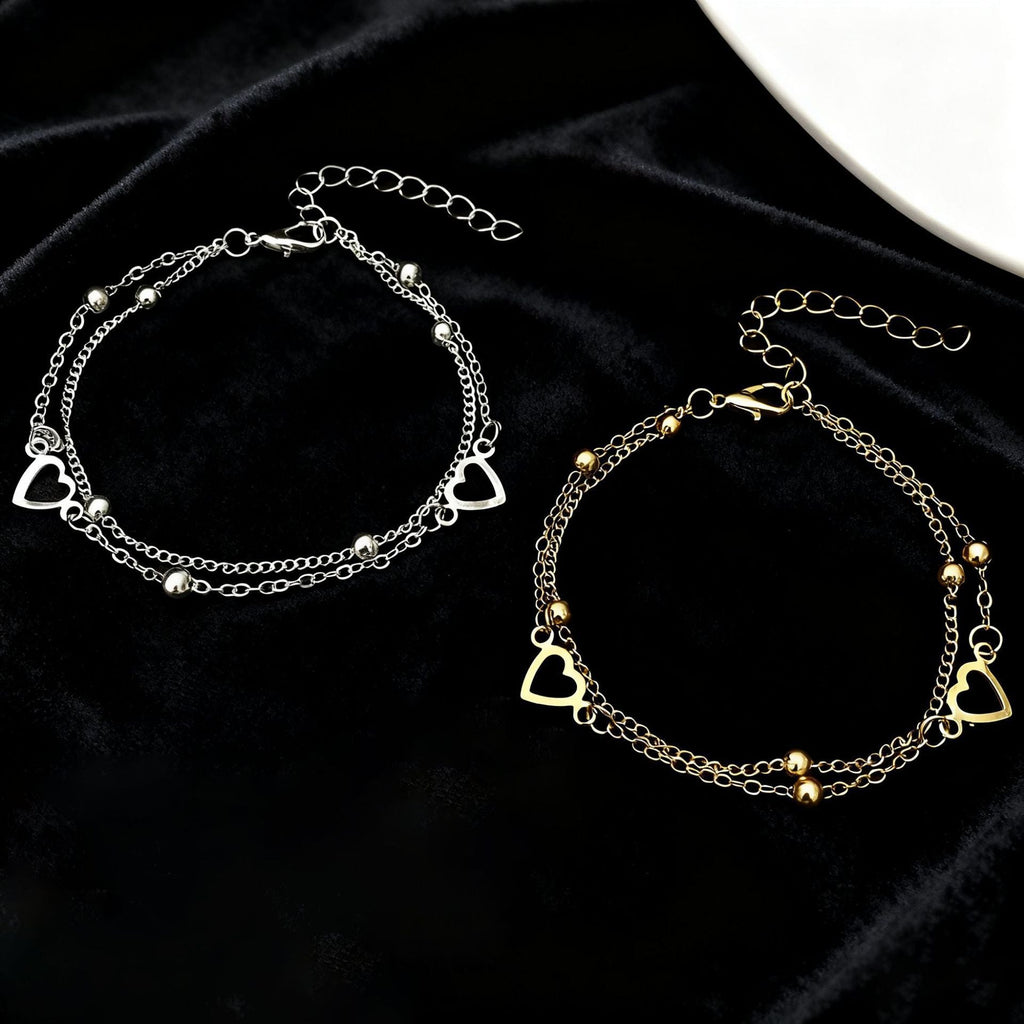 Siopsrl | Heart Charm Layered Bracelet Siopsrl
