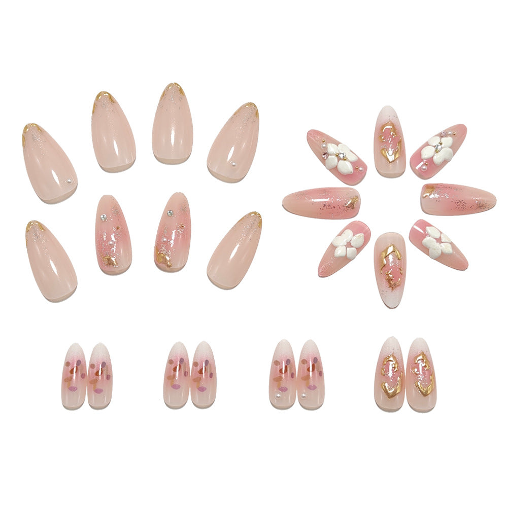 Siopsrl | Artificial nails with delicate floral decorations and glitter effects Siopsrl