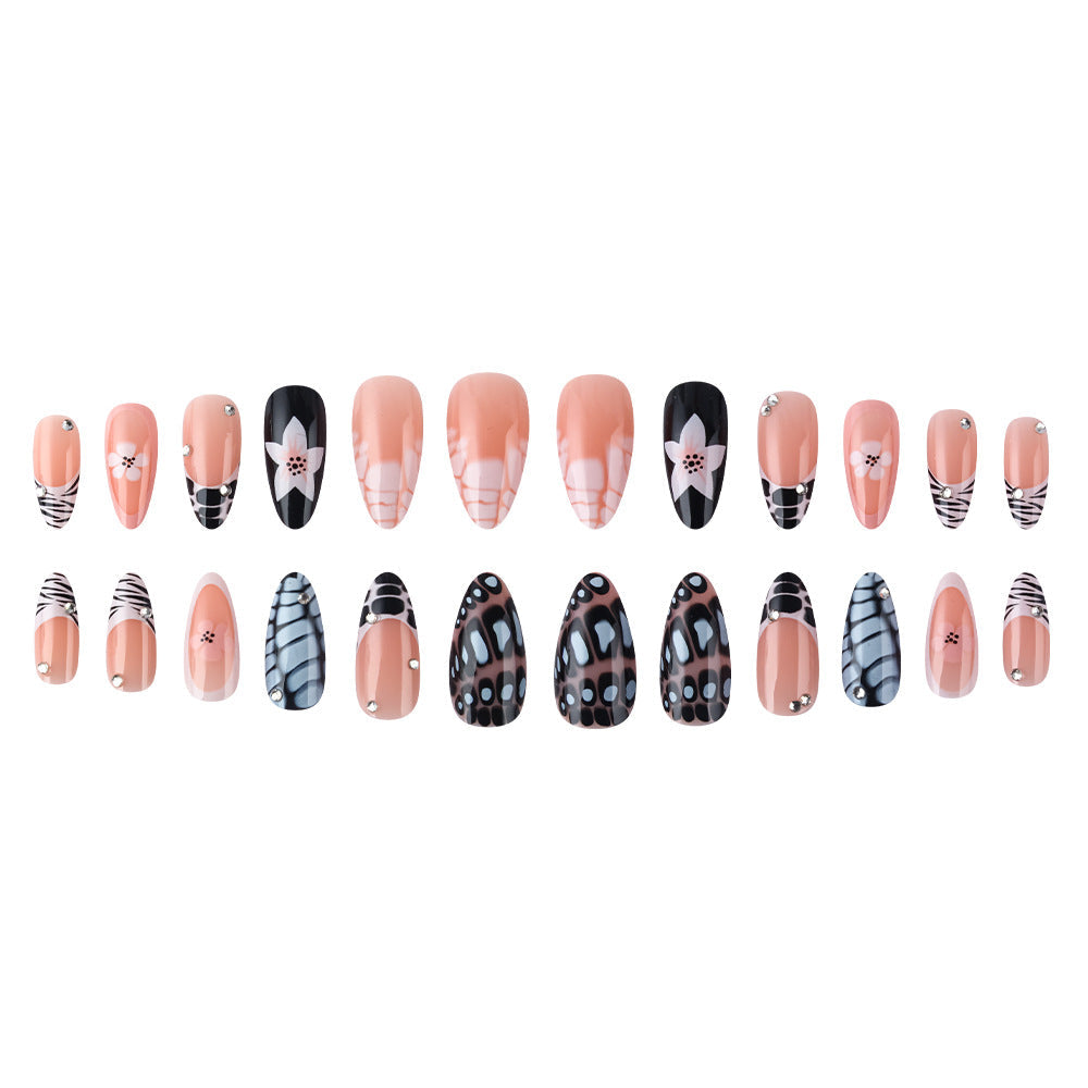Siopsrl | Artistic Press-On Nail Set with Floral and Textured Design Siopsrl