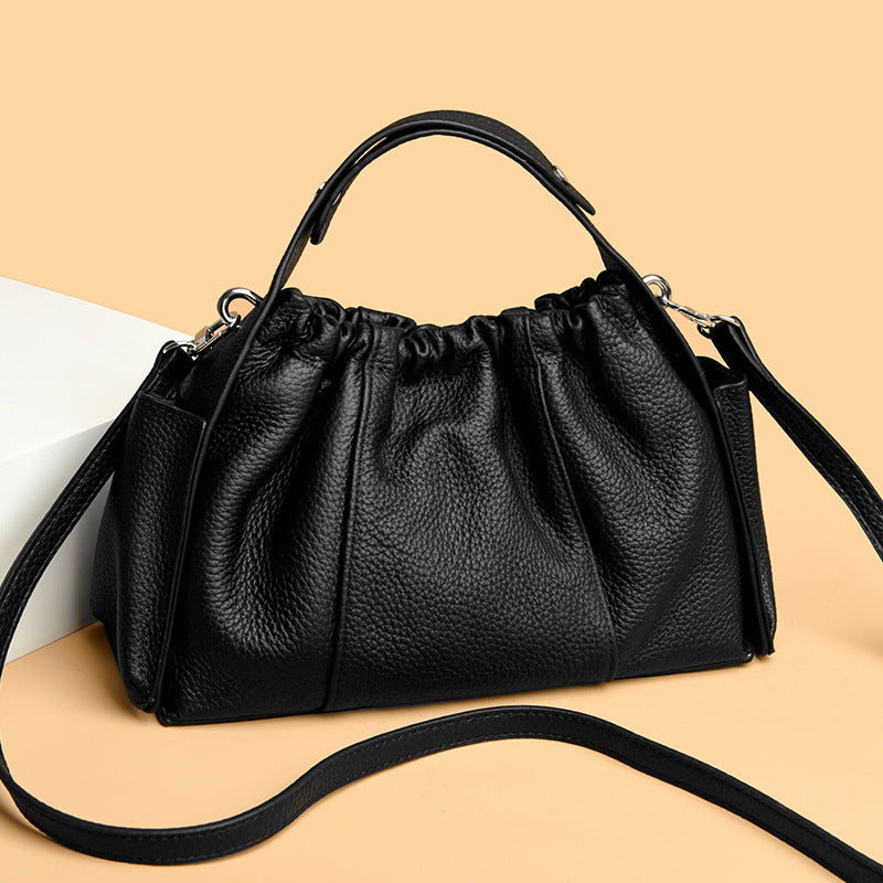 Siopsrl | Textured Leather Drawstring Satchel Siopsrl