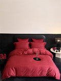 Jacquard bedding set made of cotton satin with subtle floral relief and hotel closure Bowlift