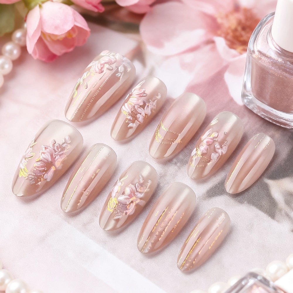 Siopsrl | Floral Embellished Press-On Nails Siopsrl
