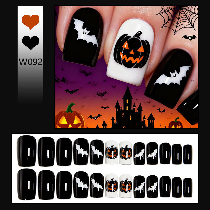 Halloween Artificial Nails with Spider and Pumpkin Design Siopsrl