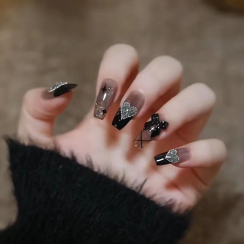 Siopsrl | Artificial Glamorous Heart Nail Tips Siopsrl