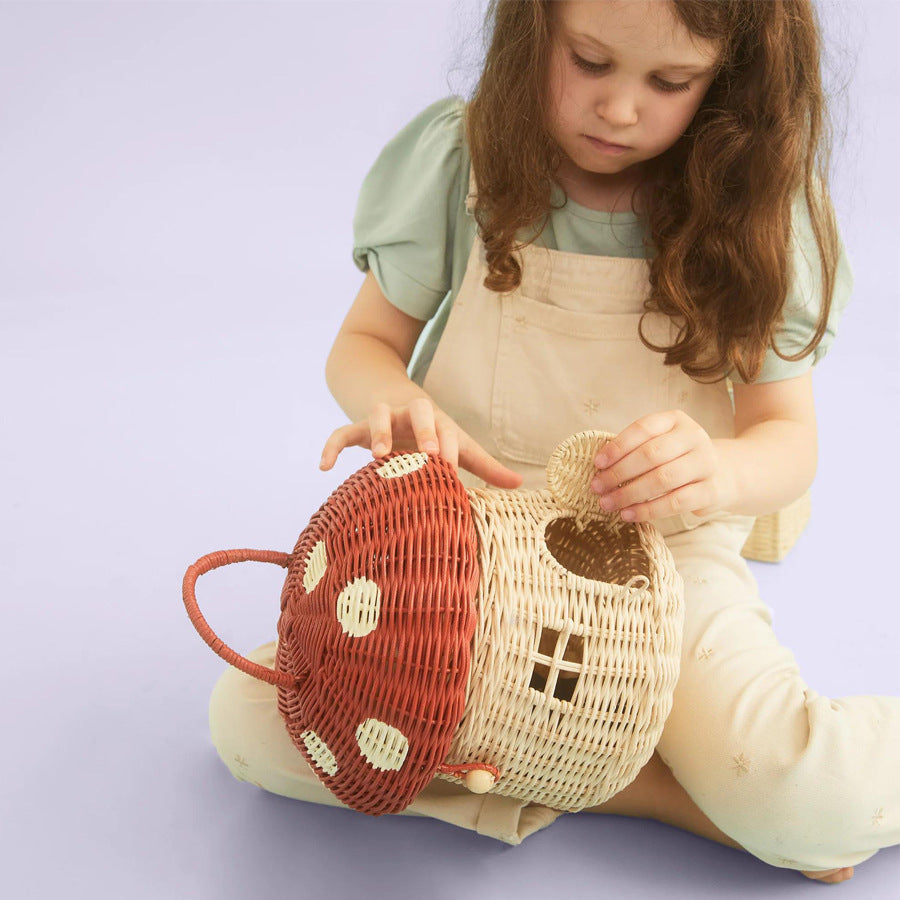 Fun Mushroom-Shaped Woven Storage Basket Siopsrl
