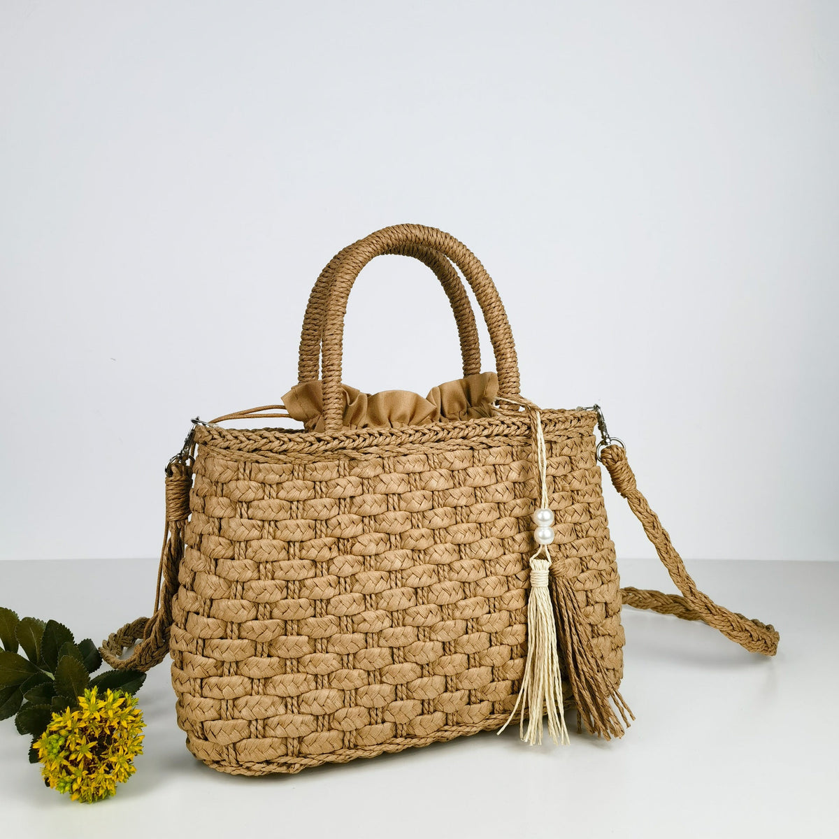 Siopsrl | Woven Handbag with Drawstring Siopsrl