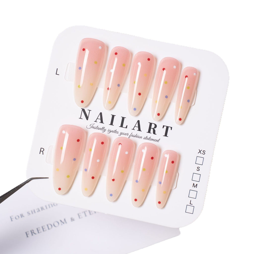 Siopsrl | Premium Artistic Press-On Nail Tips Set with Colorful Dots Siopsrl