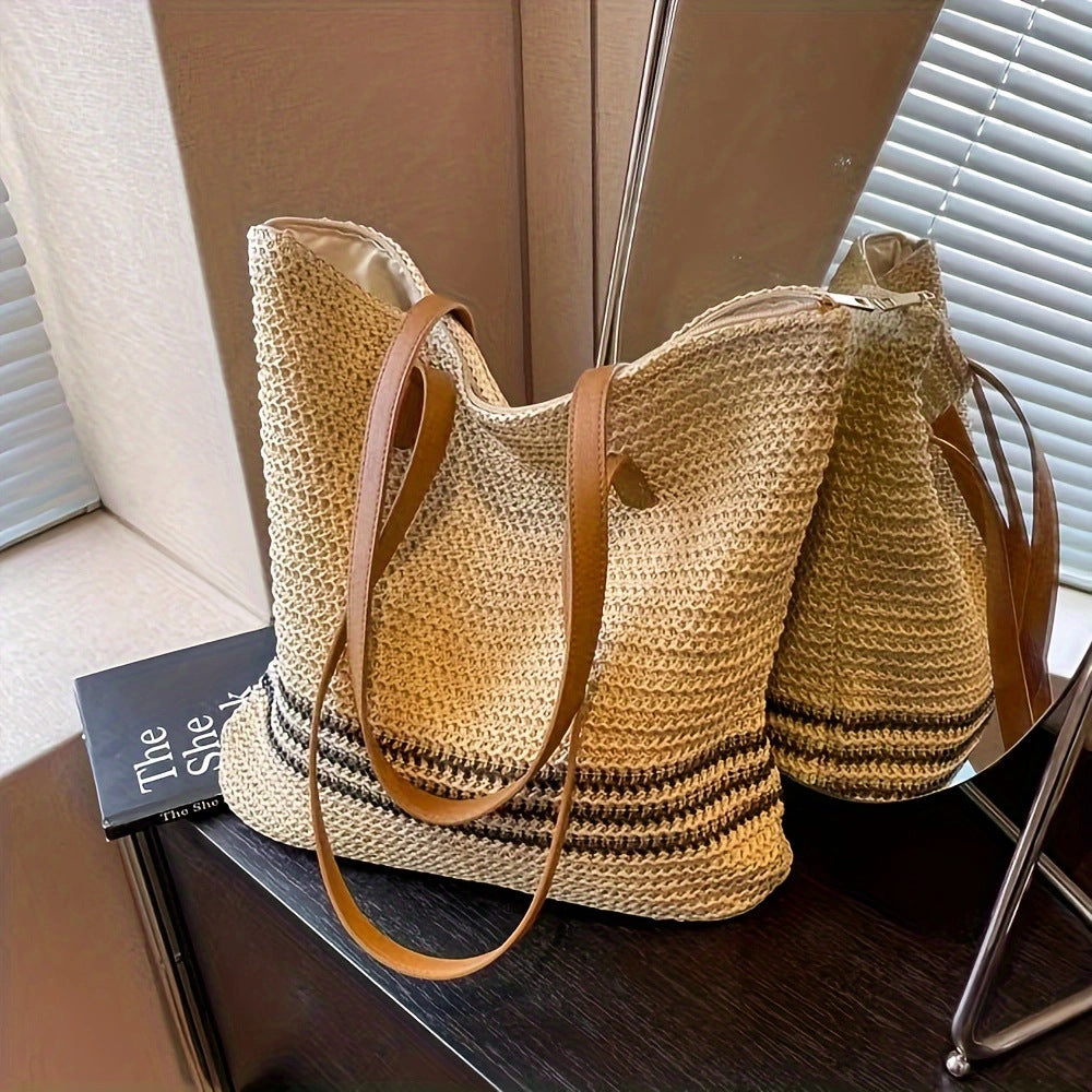 Siopsrl | Spacious fabric tote bag with leather handles Siopsrl