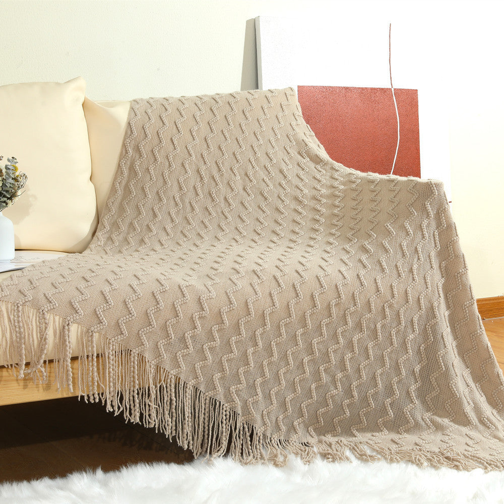 Siopsrl | Textured Woven Throw Blanket with Fringe Siopsrl