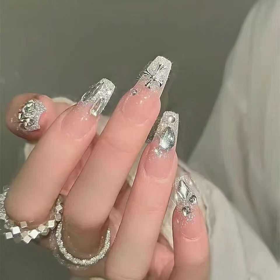 Siopsrl | Artistic Press-On Nail Set with Star Motifs Siopsrl