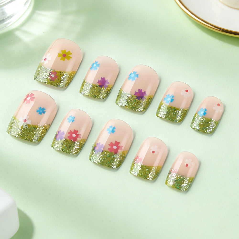 Siopsrl | Floral Glitter Tip Nail Art Design Siopsrl