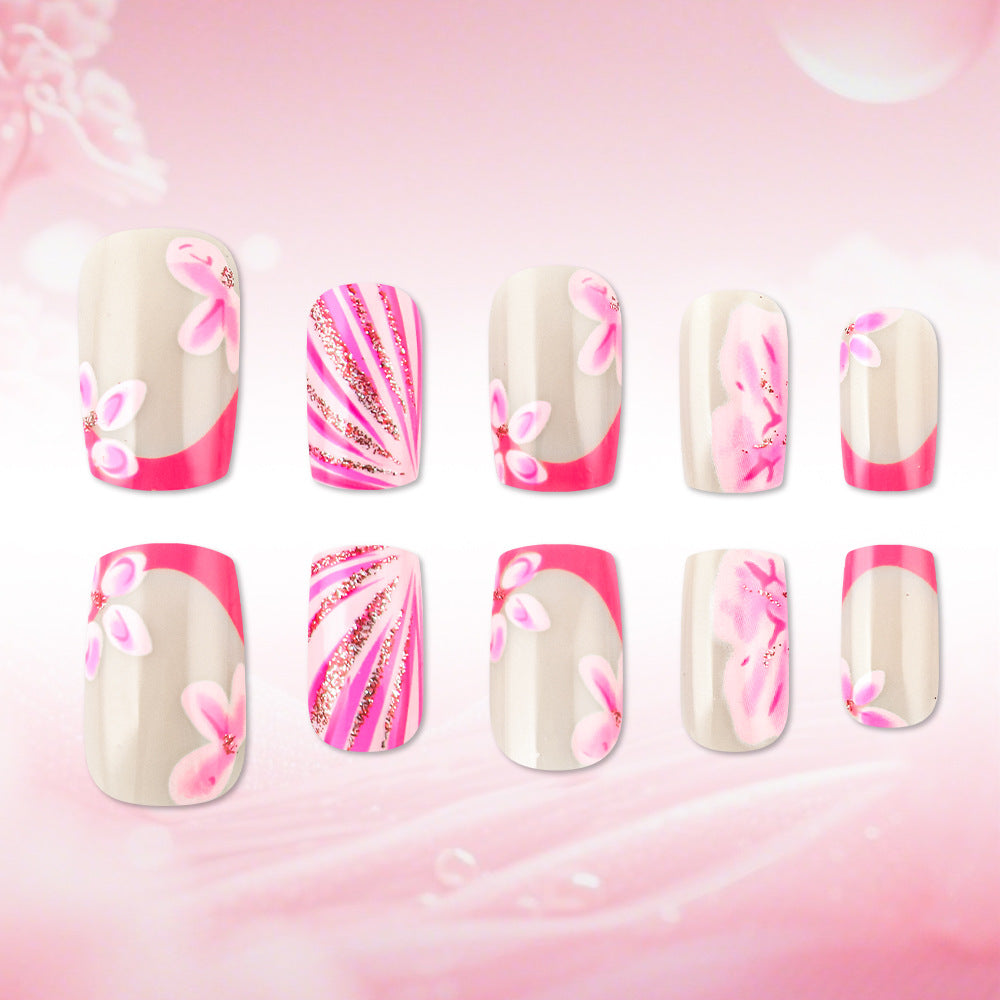 Siopsrl | Artistic Floral Gel Press-On Nails Siopsrl