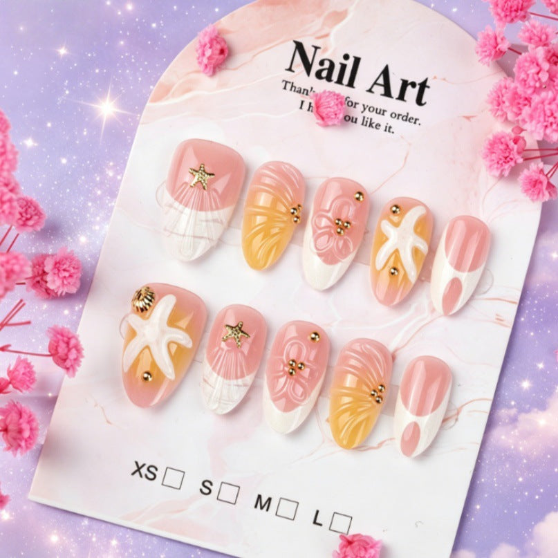 Siopsrl | Artistic Press-On Nail Set with Unique Summer Designs Siopsrl