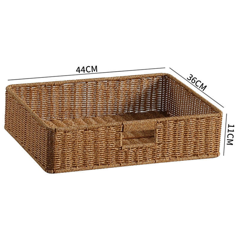 Handwoven Rectangular Storage Basket with Cut-Out Handles Siopsrl