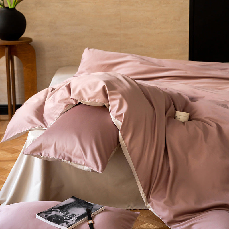 Reversible satin bedding set with silky touch and extra soft finish