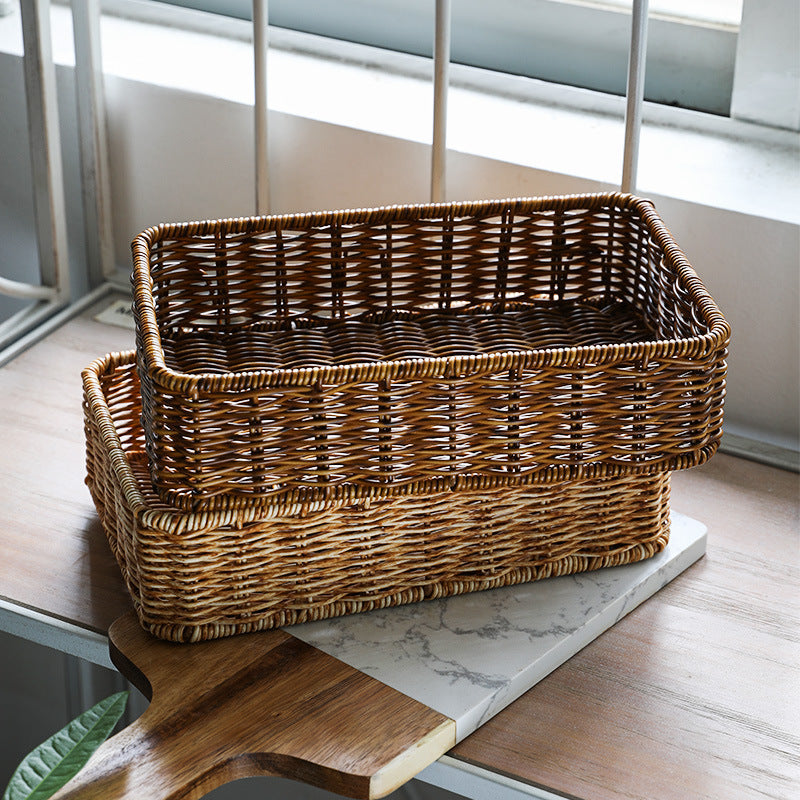 Handwoven Rectangular Wicker Storage Basket Siopsrl