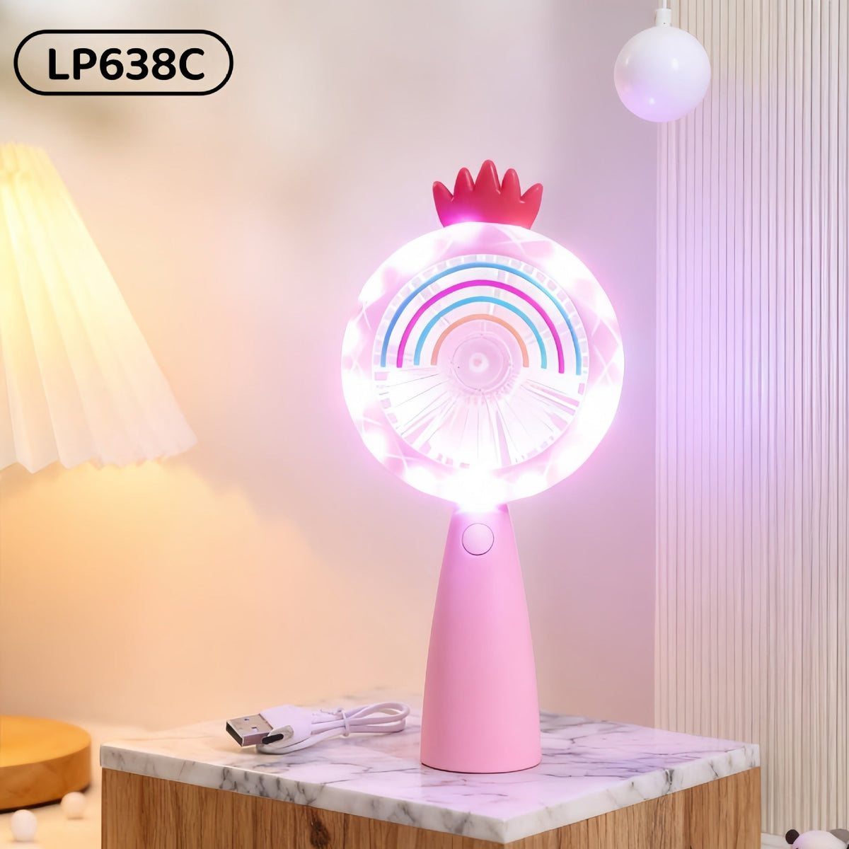 Siopsrl | Ladies portable handheld fan with LED lighting and flexible design Siopsrl