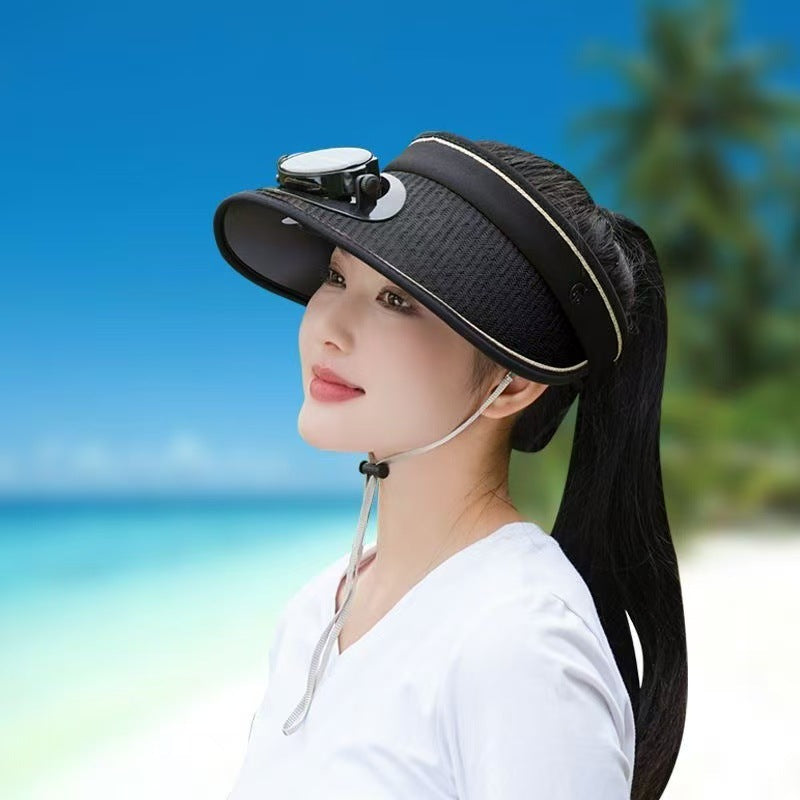Siopsrl | Adjustable sunshade for with removable solar fan and breathable straw effect Siopsrl