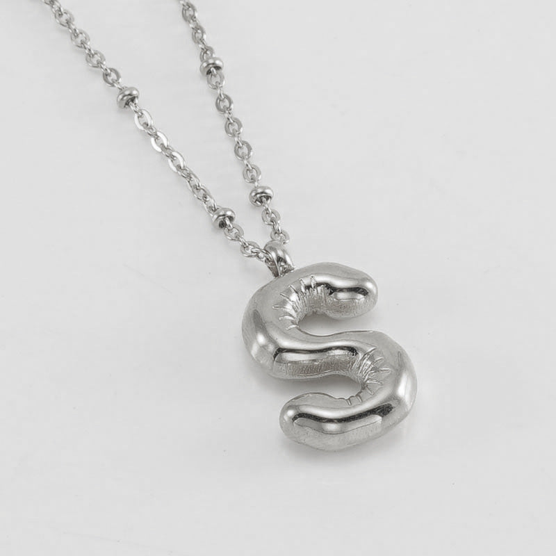 Bubble Letter Initial Necklace