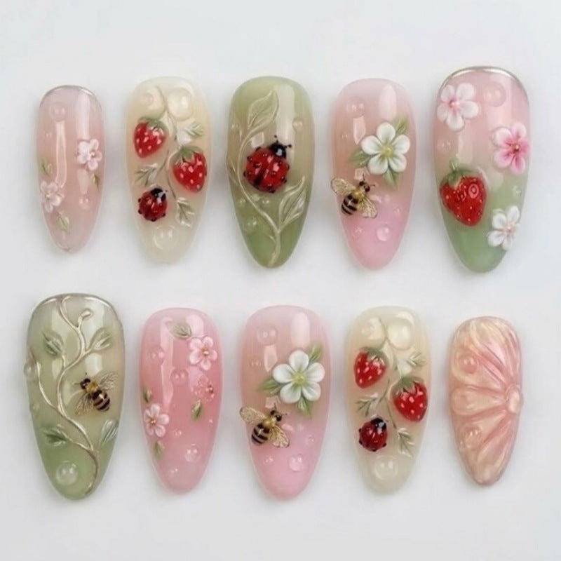 Siopsrl | Nature-Themed Artistic Press-On Nail Set Siopsrl