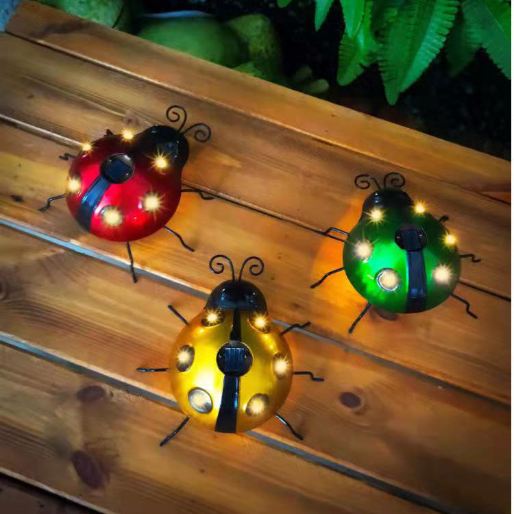 Decorative Solar-Powered Metal Ladybug Garden Lights With Warm LED Accents Siopsrl