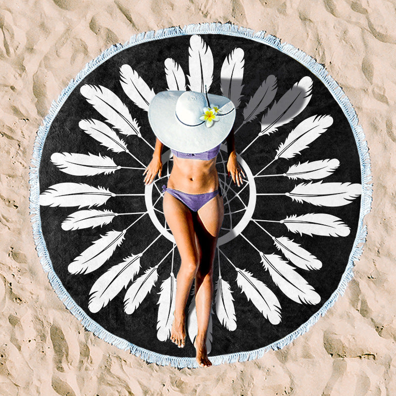 Siopsrl | round beach towel with cheerful palm motif Siopsrl