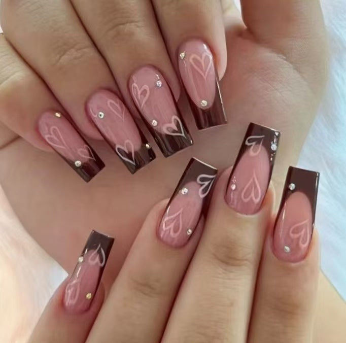 Siopsrl | Decorative Press-On Nail Set with Heart Design Siopsrl