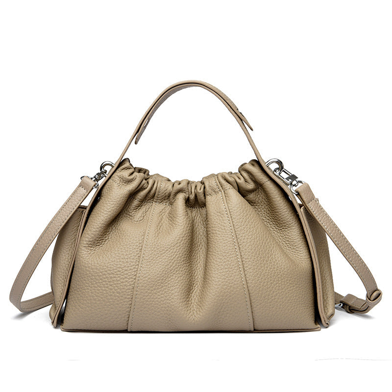 Siopsrl | Textured Leather Drawstring Satchel Siopsrl