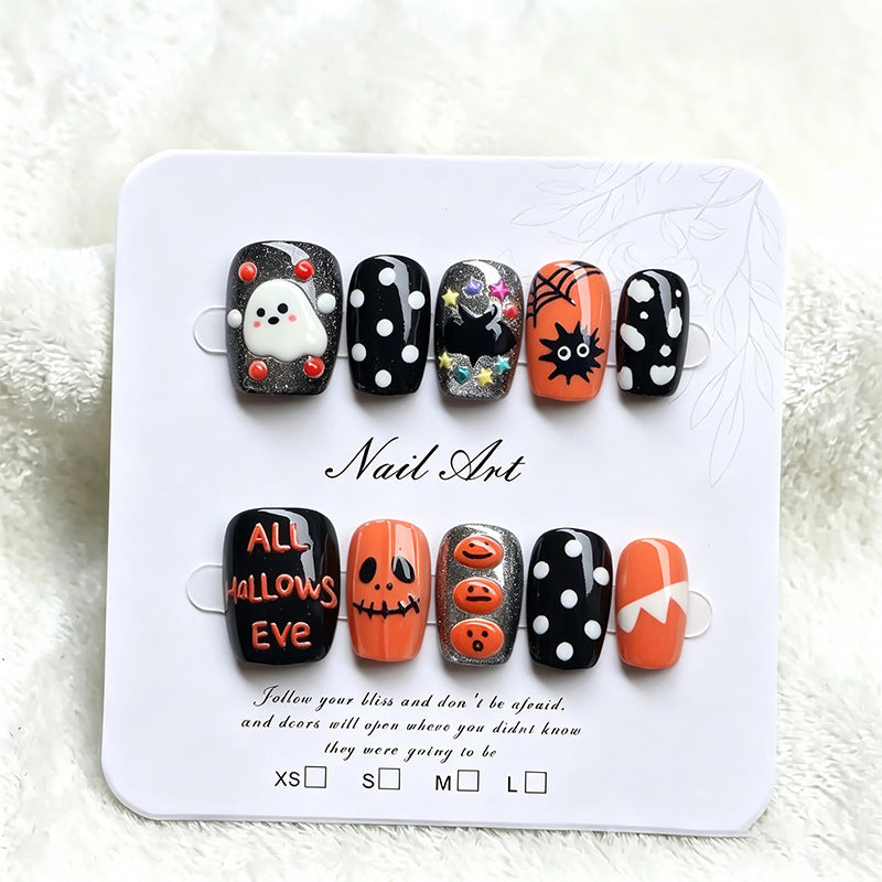 Festive Halloween-Themed Press-On Nail Set Siopsrl