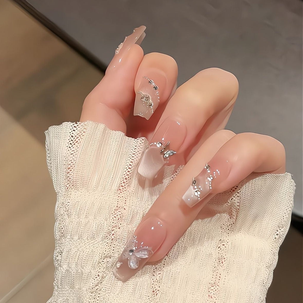 Siopsrl | Artistic Press-On Nail Set with Star Motifs Siopsrl