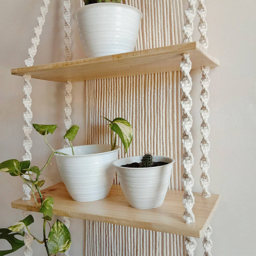 Macrame Plant Shelf with Decorative Hanging Design Siopsrl