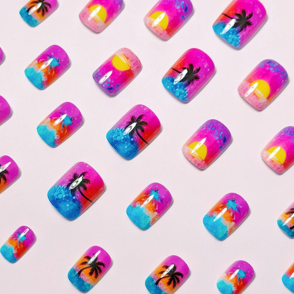 Siopsrl | Artificial nails with luminous sunset design Siopsrl