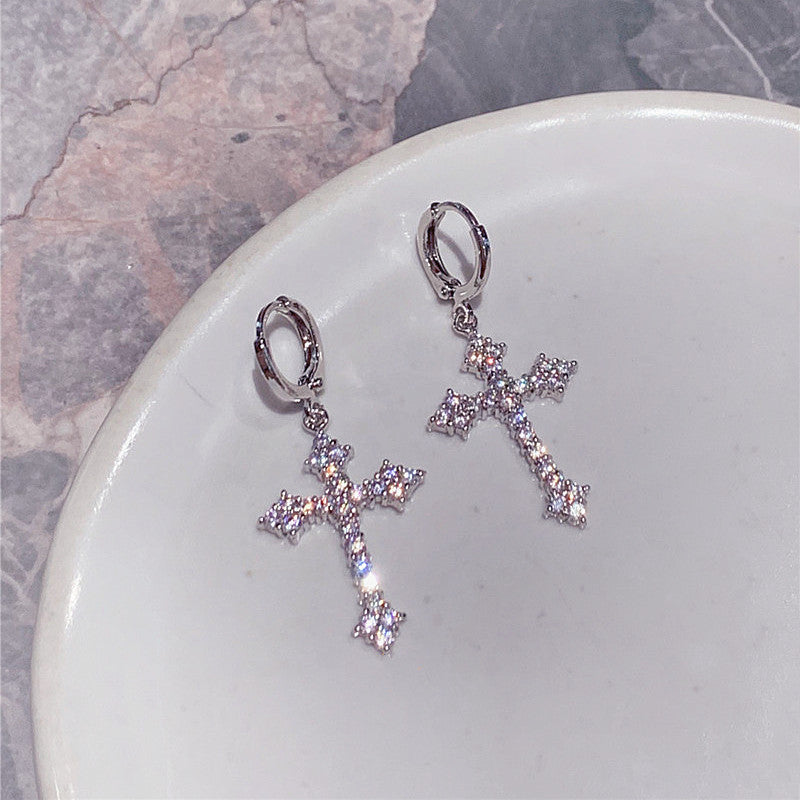 Siopsrl | Elegant Cross Earrings with Sparkling Stones Siopsrl