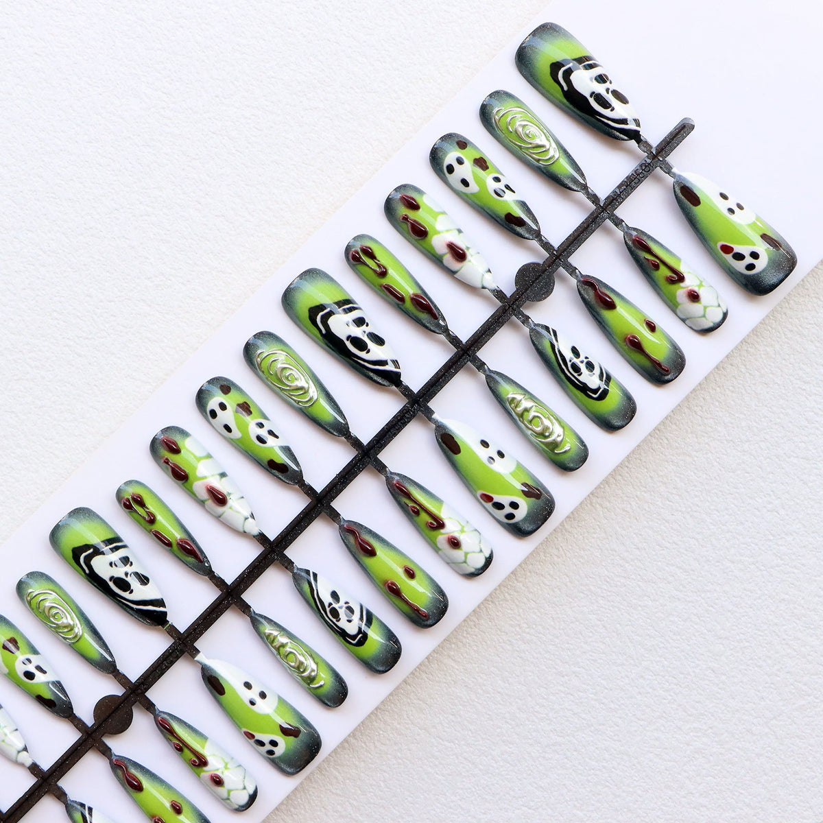 Artistic Press-On Nail Set with Unique Halloween Designs Siopsrl