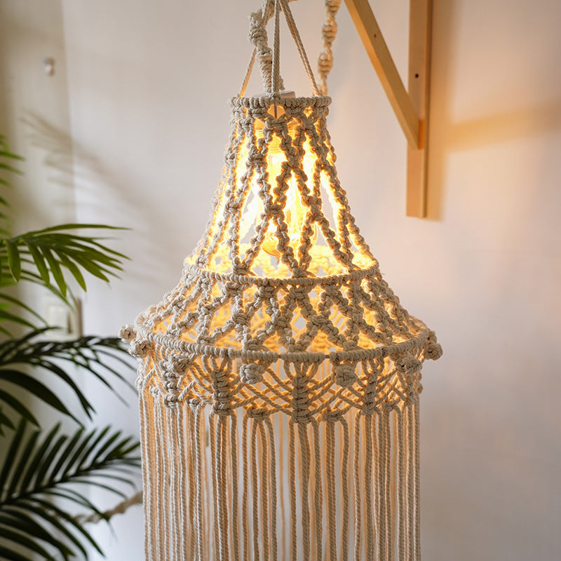 Macrame Hanging Light Fixture Siopsrl