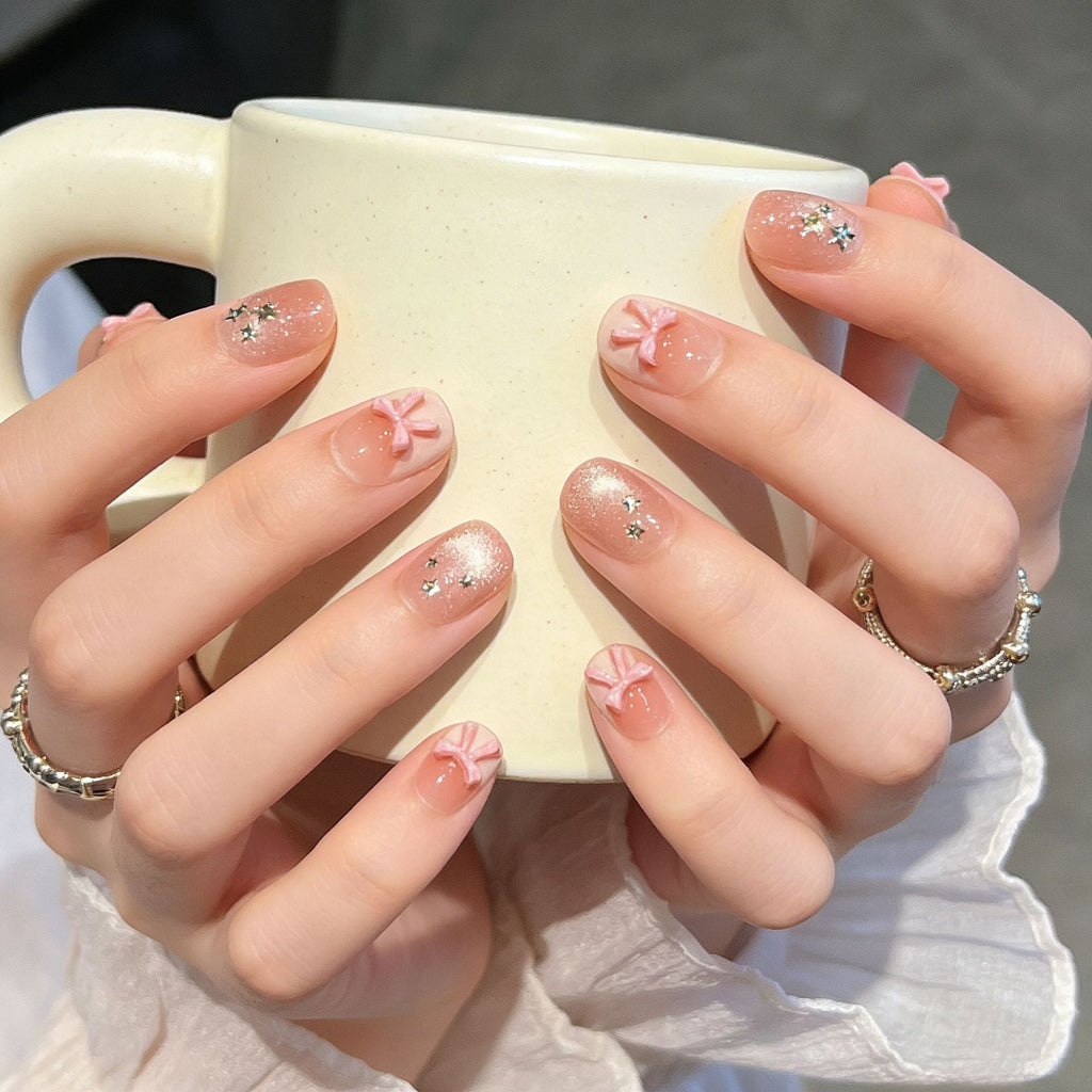 Siopsrl | Decorative Press-On Nails with Gem Accents Siopsrl