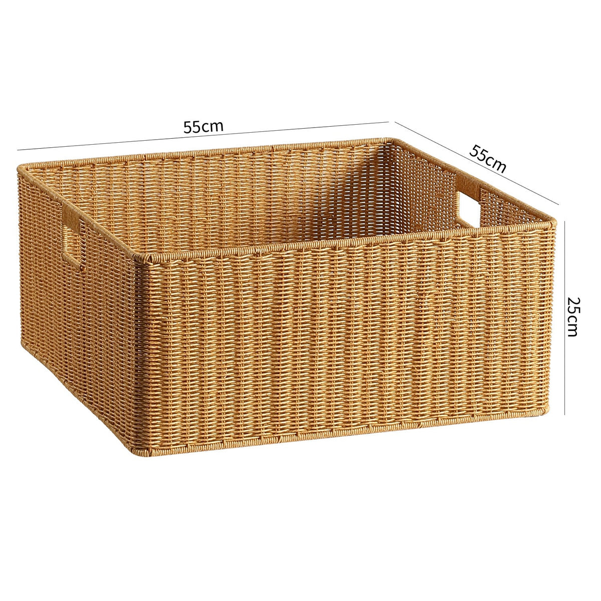 Handwoven Rectangular Storage Basket with Cut-Out Handles Siopsrl