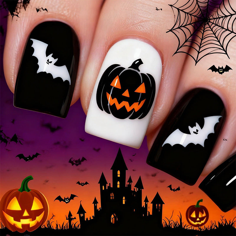 Halloween Artificial Nails with Spider and Pumpkin Design Siopsrl