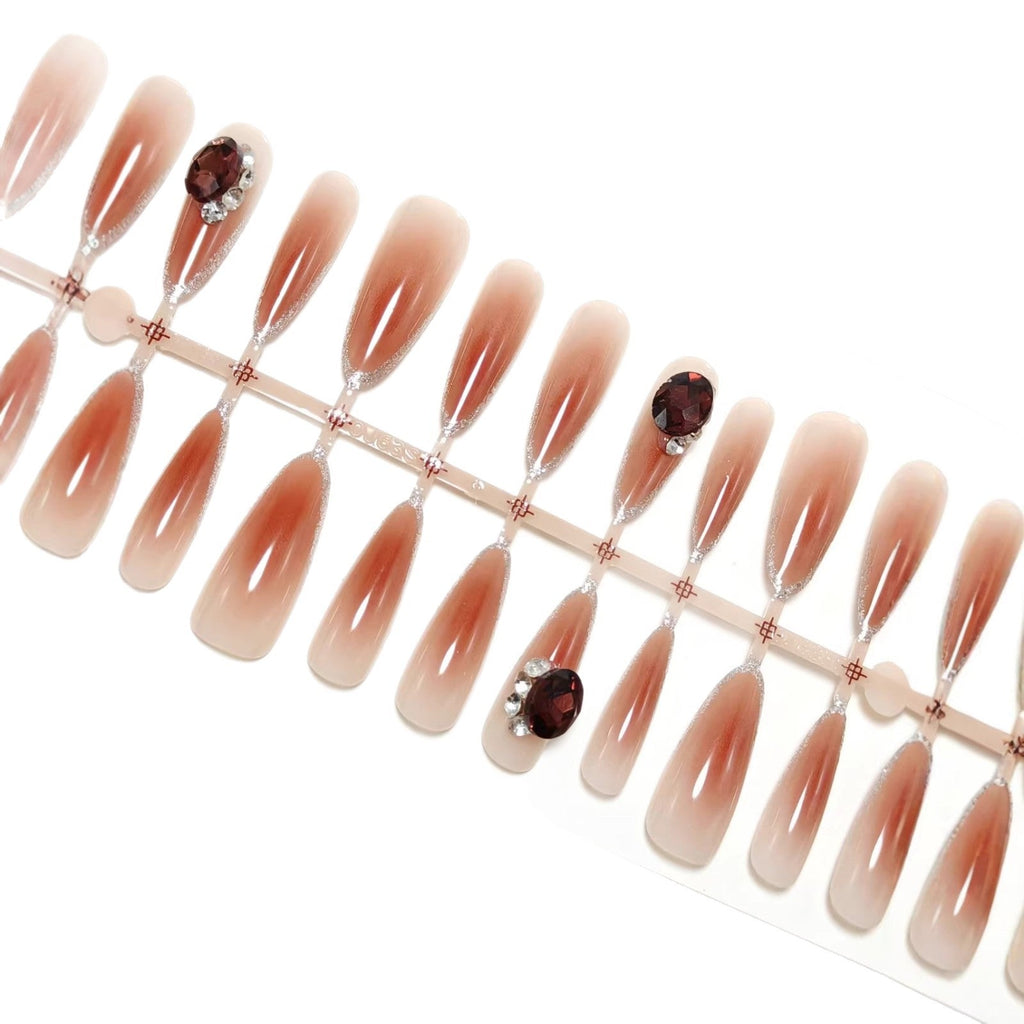 Siopsrl | Elegant Artificial Nails with Shimmering Gradient and Sparkling Accents Siopsrl