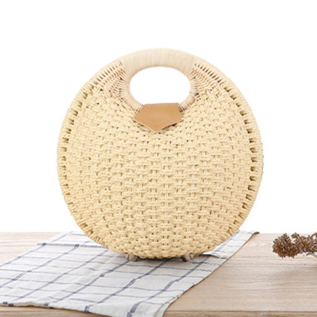 Siopsrl | Round straw bag with elegant leather handle Siopsrl