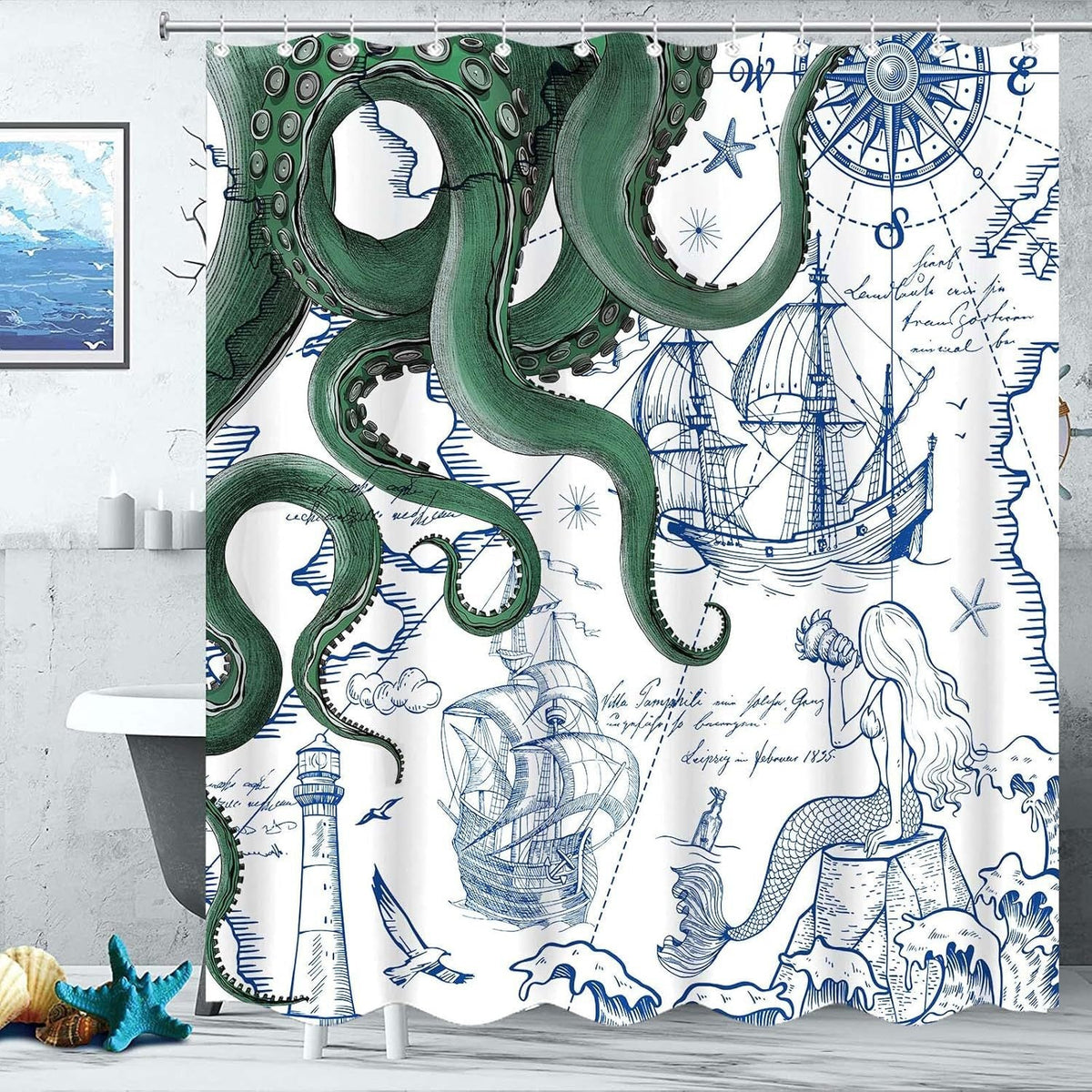 Siopsrl | Ocean-Theme Shower Curtain Siopsrl