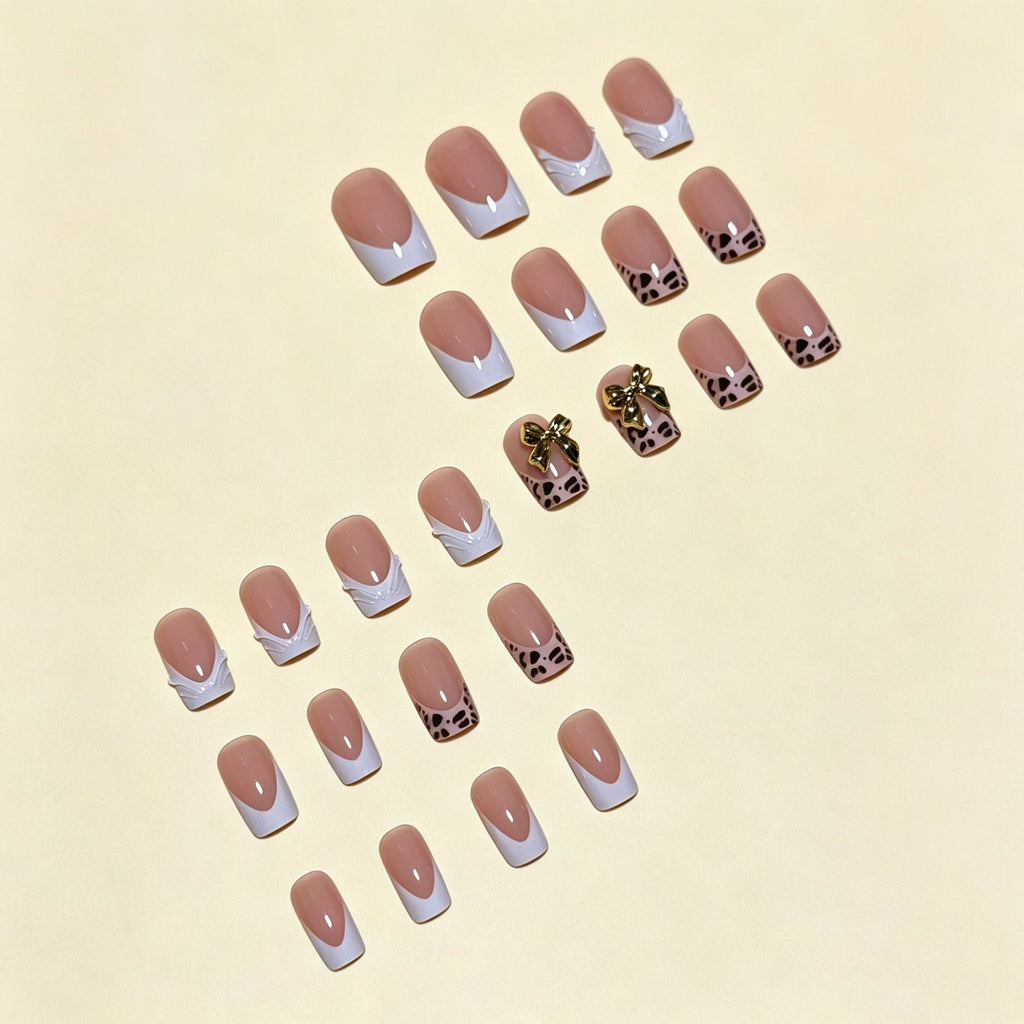 Siopsrl | Artistic Premium Leopard and Bow-Embellished Press-On Nail Tips Siopsrl