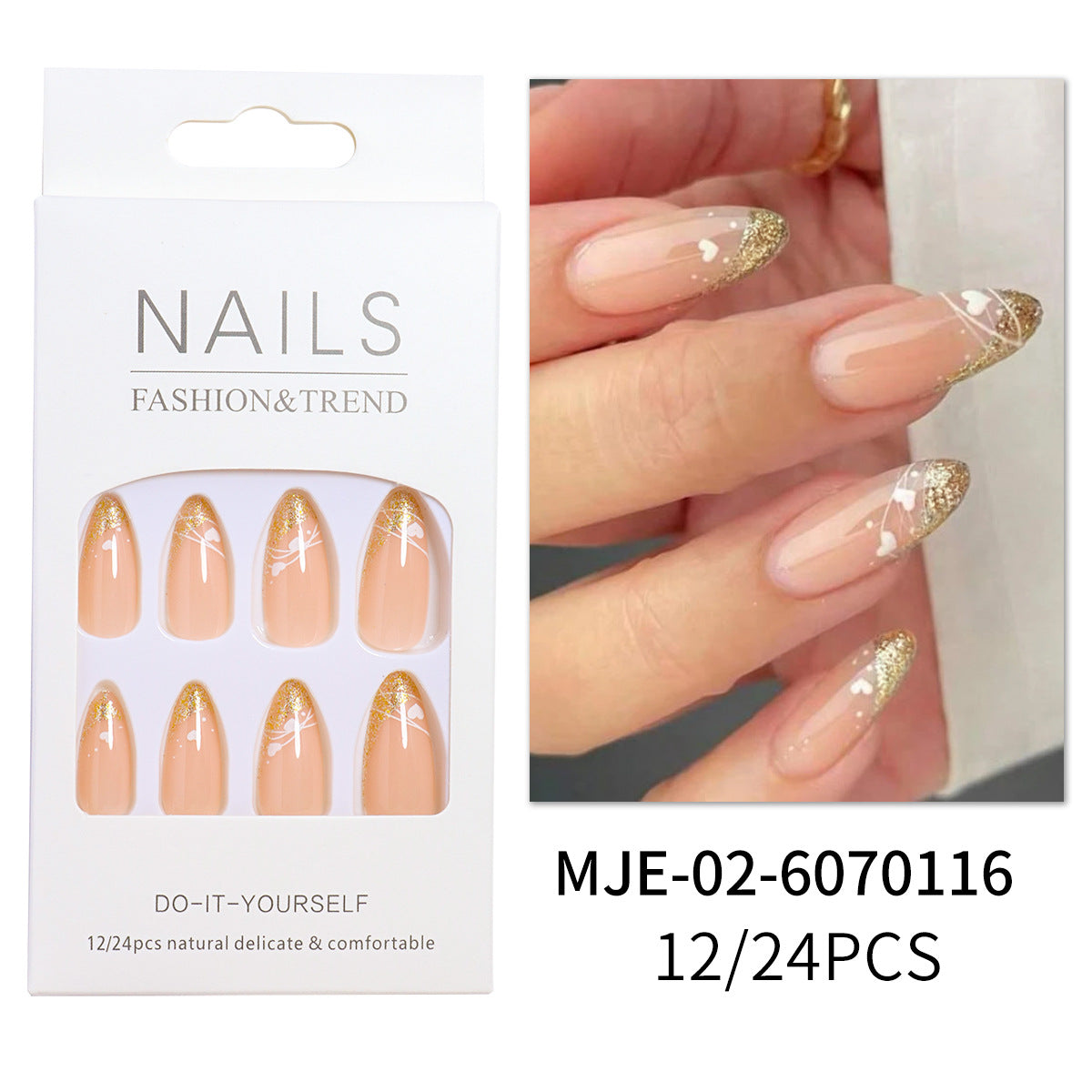 Siopsrl | Glamorous Heart-Accent Press-On Nails Siopsrl