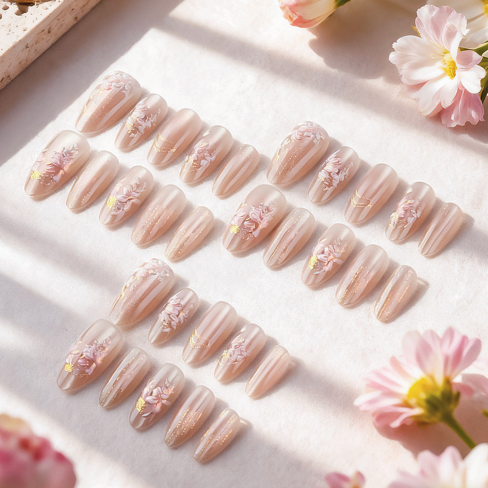 Siopsrl | Floral Embellished Press-On Nails Siopsrl