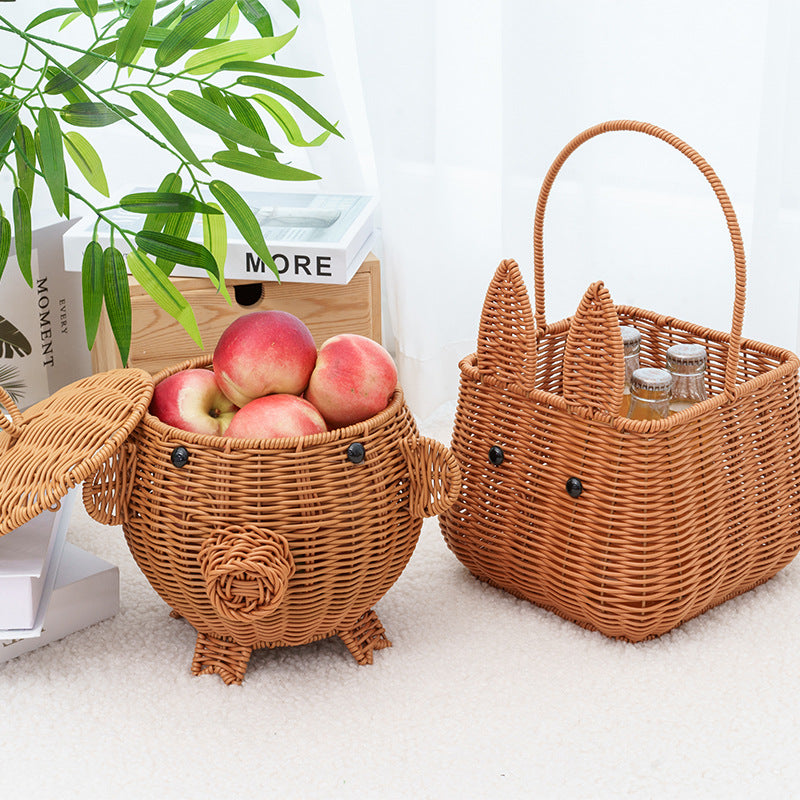 Decorative Animal-Shaped Woven Storage Basket Siopsrl