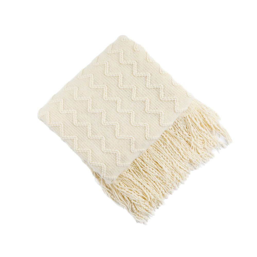 Siopsrl | Textured Woven Throw Blanket with Fringe Siopsrl
