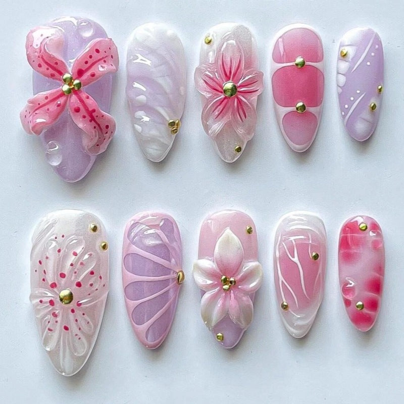 Siopsrl | Nature-Themed Artistic Press-On Nail Set Siopsrl